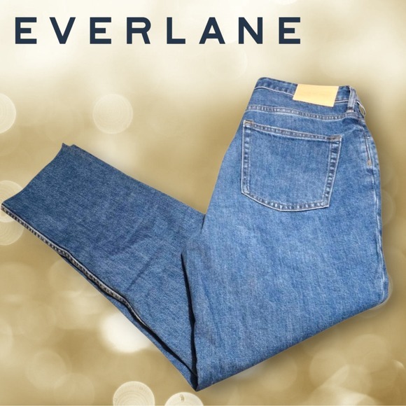 Everlane Denim - Everlane The Curvy Cheeky Straight‎ Jean Medium Wash Raw Hem 29x28.5" Inseam